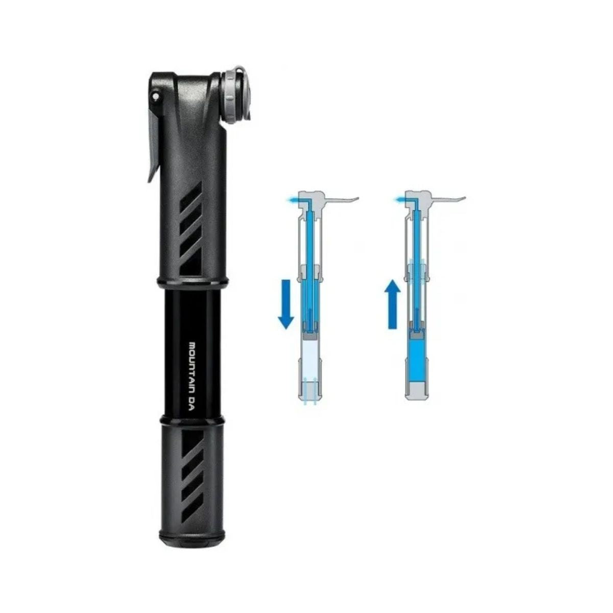 BOMBA DE AR DE MAO TOPEAK MTB MOUNTAIN DA 60 PSI  PEQUENA Preto