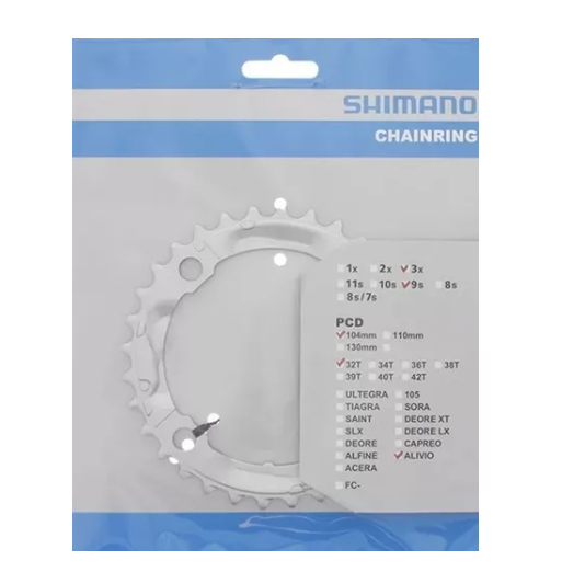 COROA  SHIMANO ALIVIO FC-M430 3X9V 32D BCD 104 32D PRATA 32D PRATA